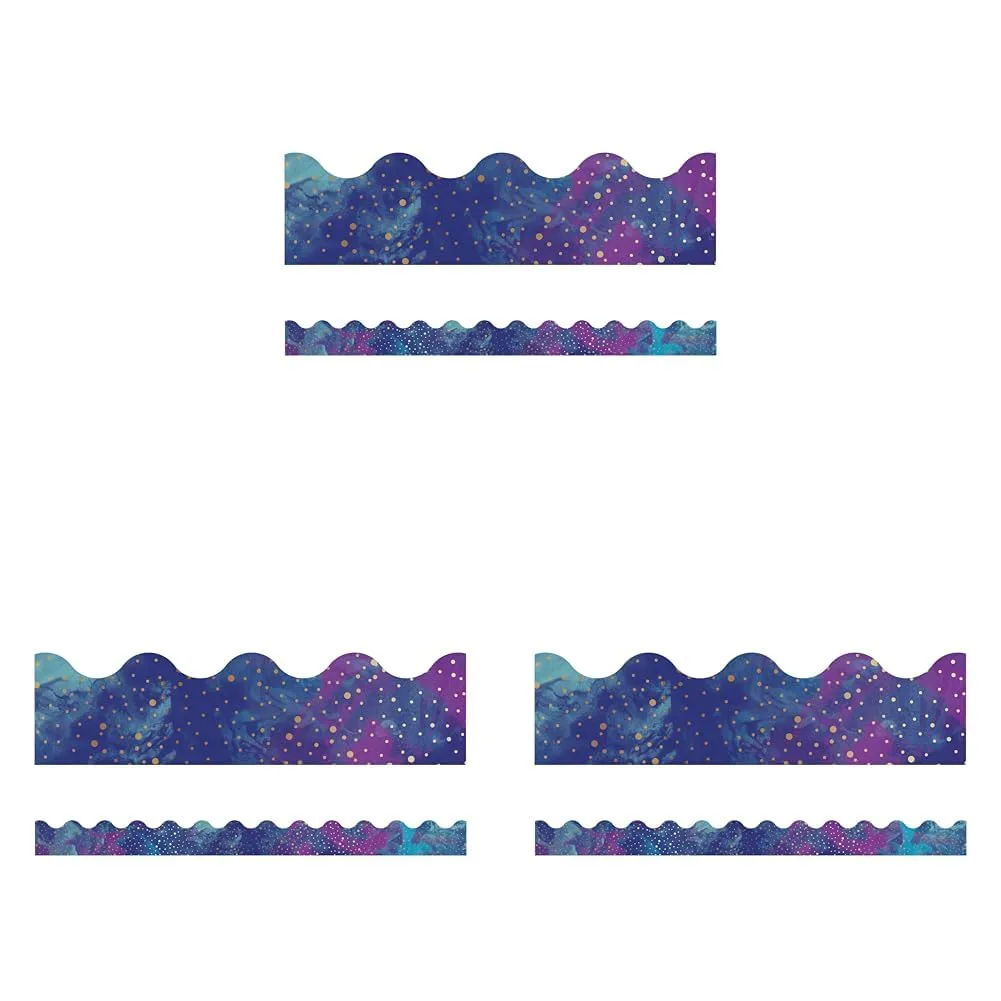 Carson Dellosa Galaxy Bulletin Board Borders, 39 Feet of Scalloped Marble, Gold Dot Classroom Borders for Bulletin Board
