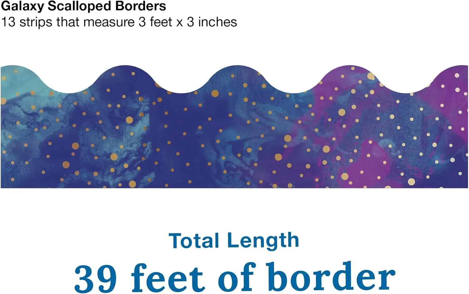 Carson Dellosa Galaxy Bulletin Board Borders, 39 Feet of Scalloped Marble, Gold Dot Classroom Borders for Bulletin Board
