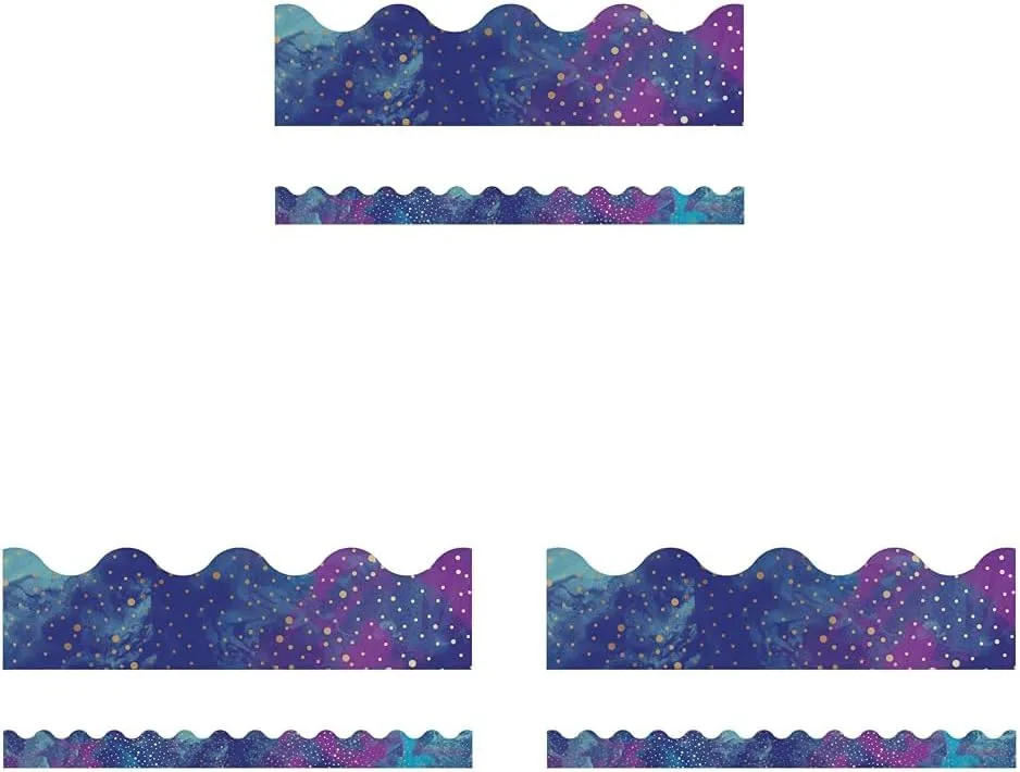 Carson Dellosa Galaxy Bulletin Board Borders, 39 Feet of Scalloped Marble, Gold Dot Classroom Borders for Bulletin Board