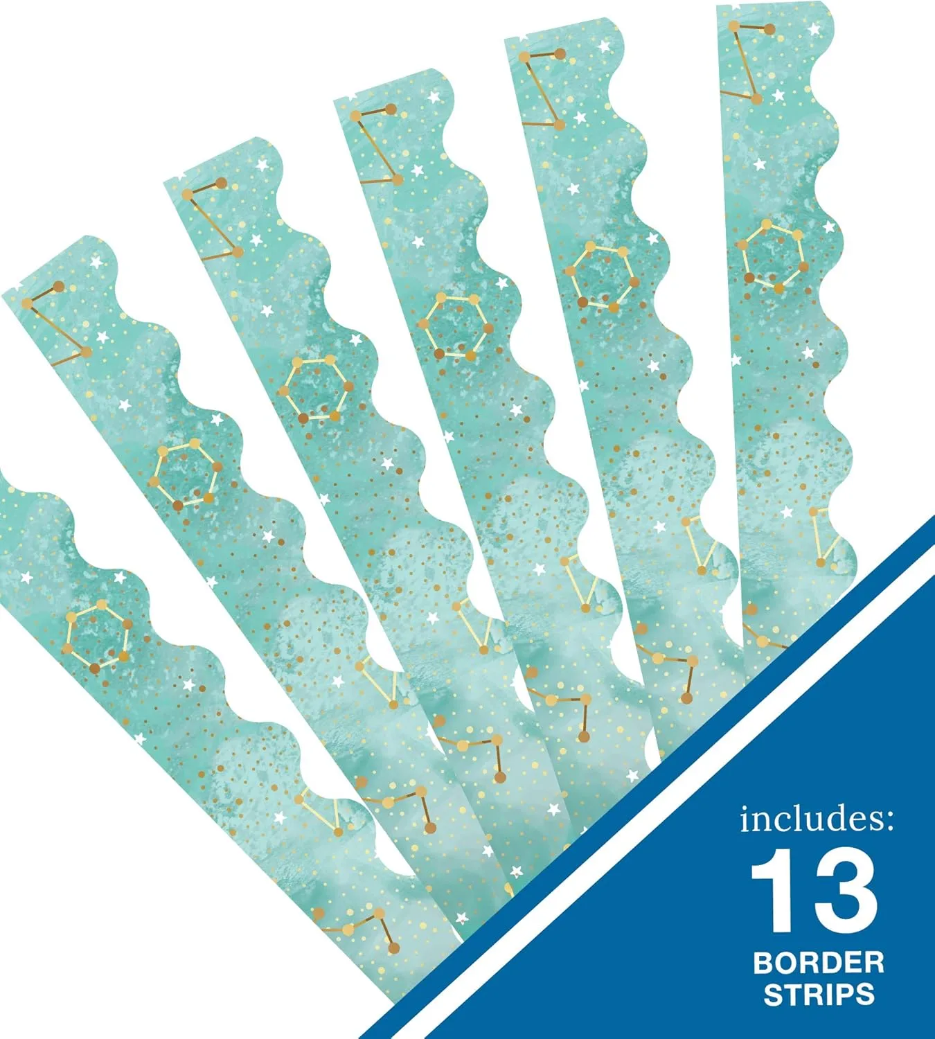 Carson-Dellosa Galaxy Scalloped Bulletin Board Borders, 3ft x 2-1/4in, Constellations, Pack Of 13 Strips