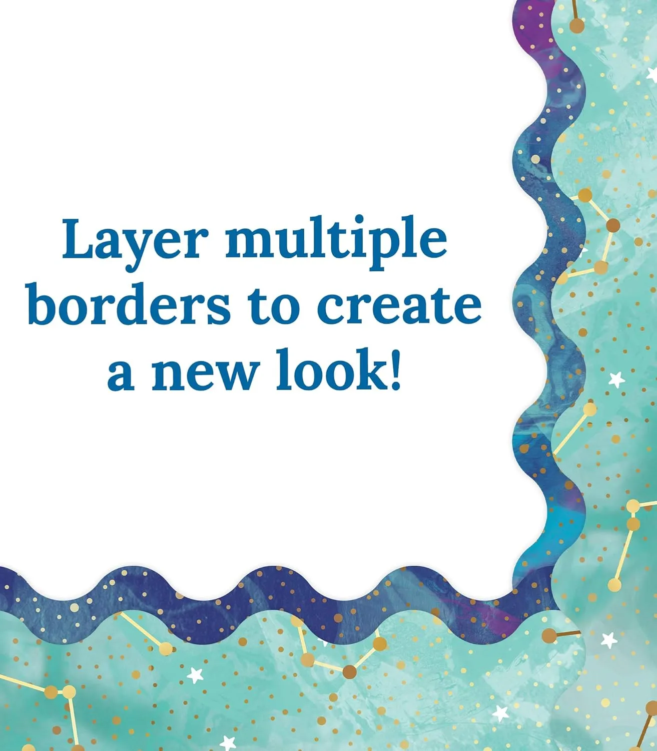 Carson-Dellosa Galaxy Scalloped Bulletin Board Borders, 3ft x 2-1/4in, Constellations, Pack Of 13 Strips