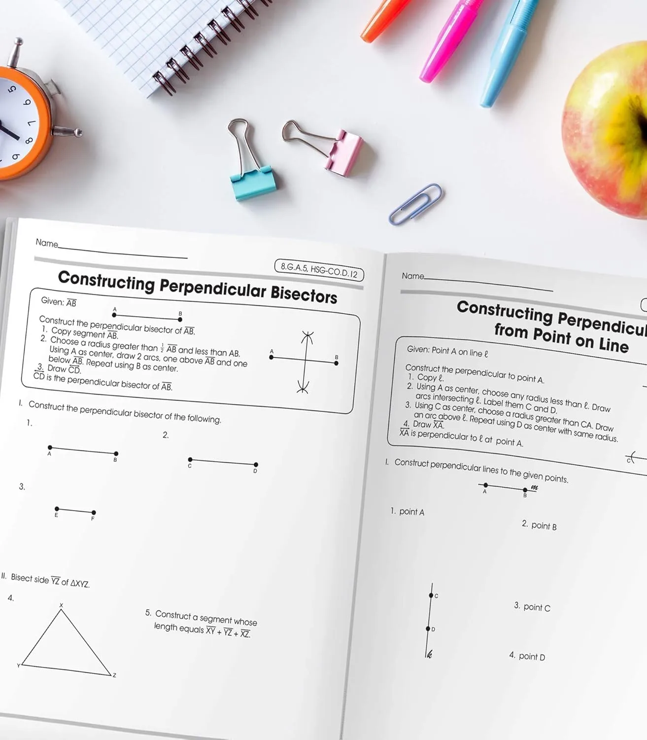 Carson Dellosa The 100 Series Geometry Workbook, Math Book for Grades 8 and Up Covering Trigonometry, Geometric Equations