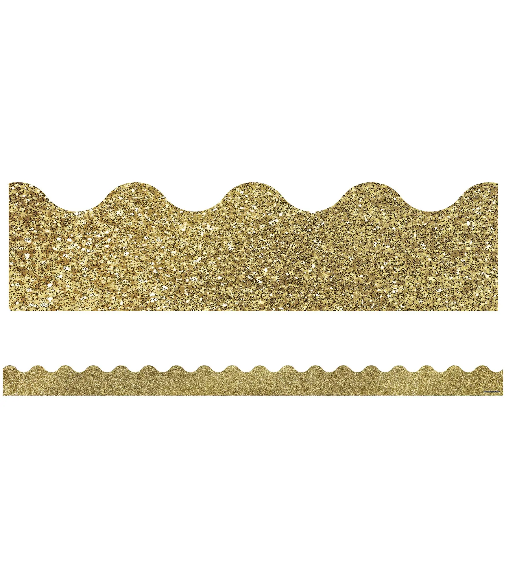 Carson Dellosa Sparkle and Shine 39Ft of Gold Glitter Bulletin Board Borders, 13 Strips of Scalloped Trim for New Years
