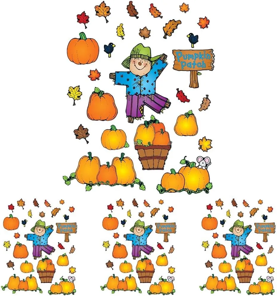 Carson Dellosa 32pc Pumpkin Patch Farmhouse Bulletin Board Set, Scarecrow, Pumpkins