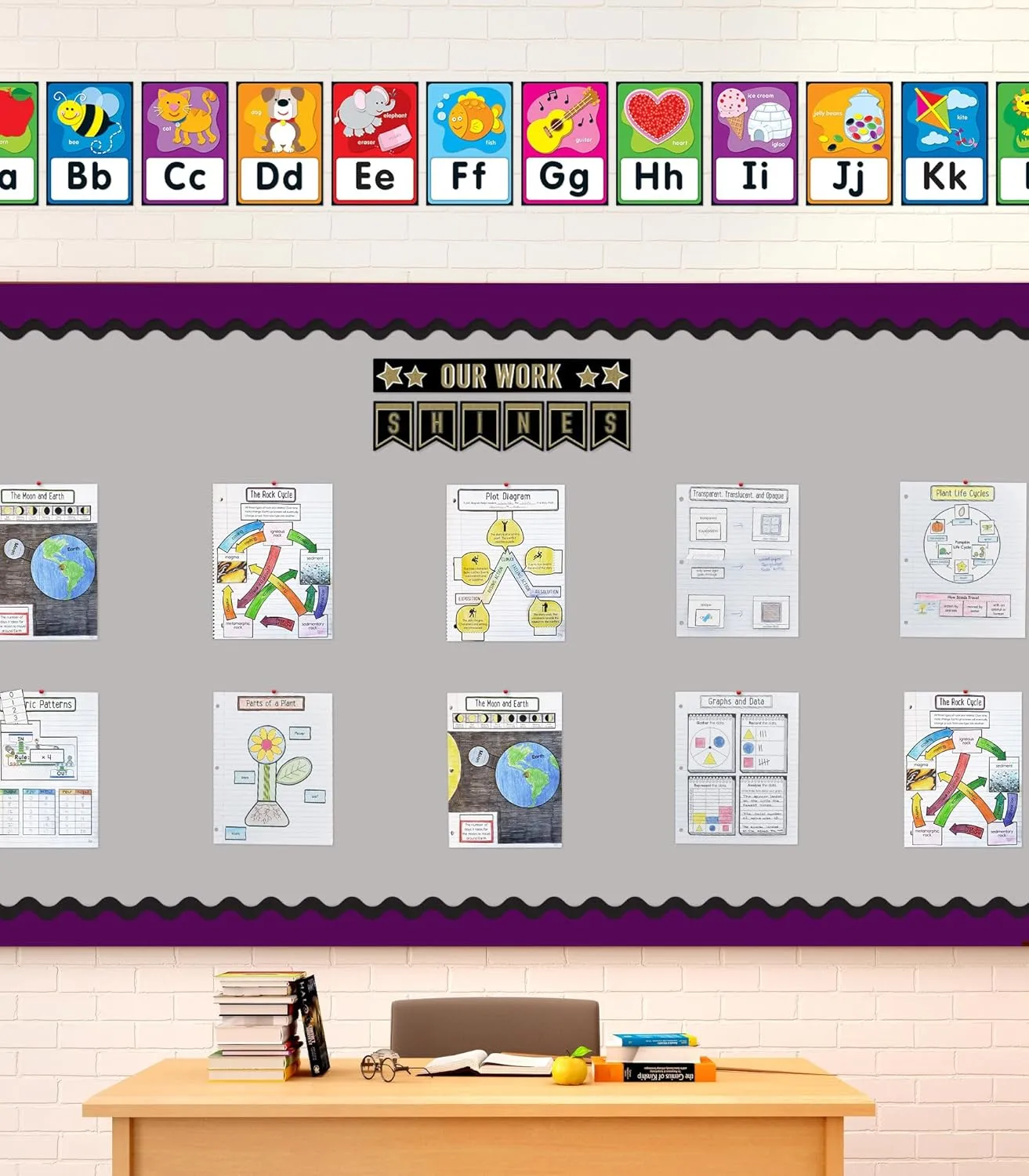 Carson Dellosa 27 pc Set of Quick Stick™ Self-Adhesive abc Bulletin Board Decorations, Alphabet Toddler Learning Posters