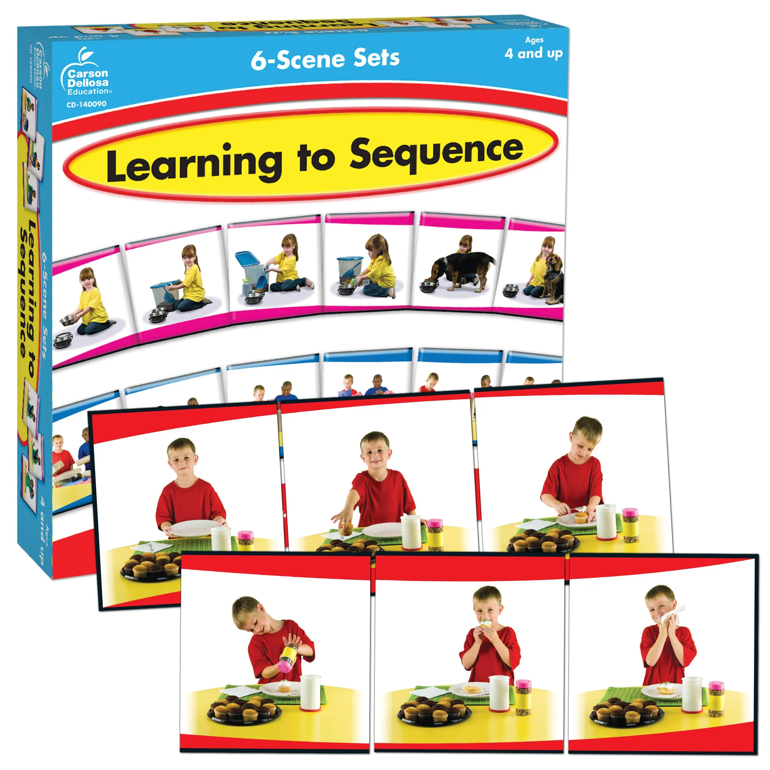 Carson Dellosa Learning to Sequence for Kids Puzzle, 6-Scene Sets With 8 Picture Board Stories