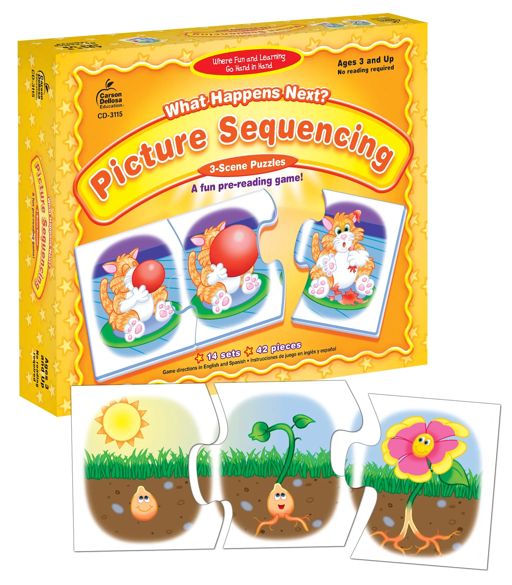 Carson Dellosa What Happens Next Picture Sequence for Kids Games, 3-Scene Sequencing Puzzles