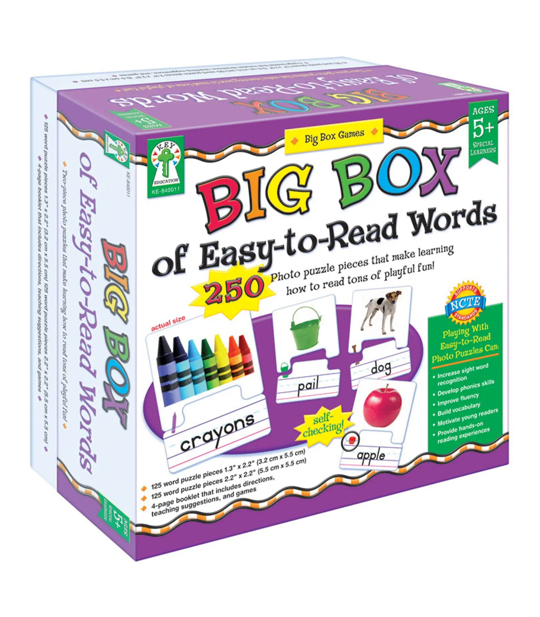 Key Education Big Box of Easy-to-Read Sight Words Puzzle, 250 Photo and Vocabulary Pieces