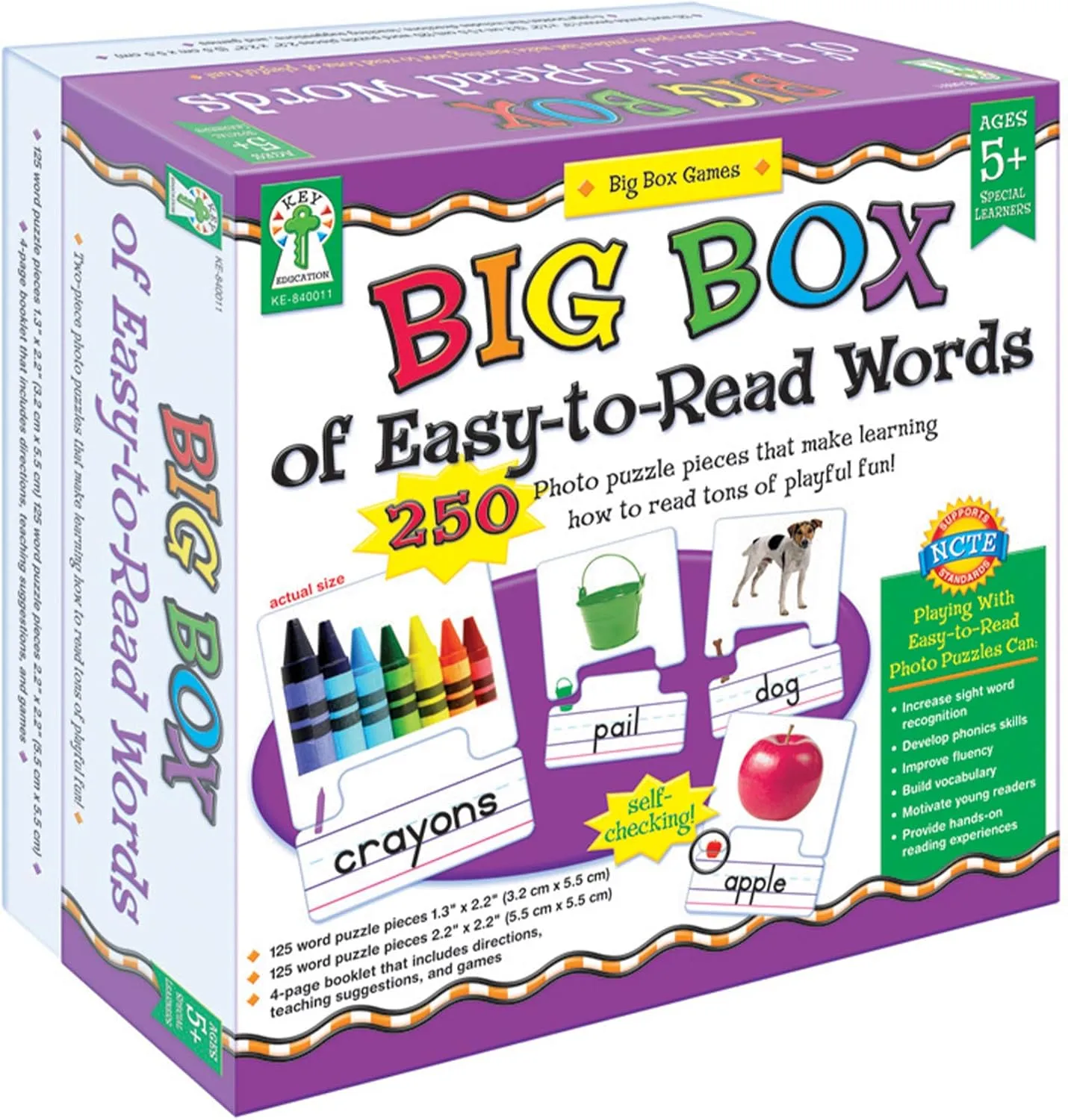 Key Education Big Box of Easy-to-Read Sight Words Puzzle, 250 Photo and Vocabulary Pieces