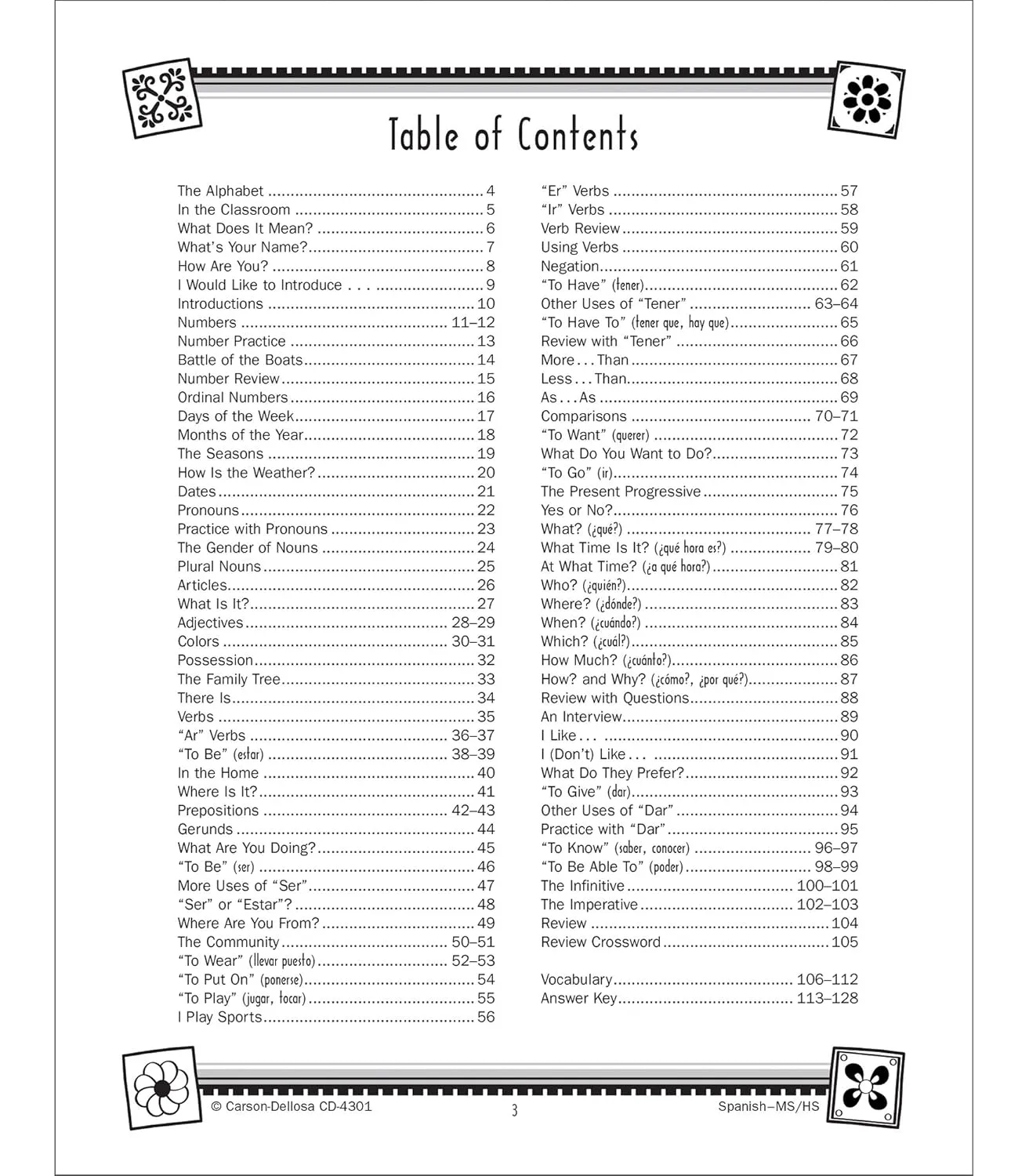 Carson Dellosa Skills for Success, Spanish Workbook for Middle School and High School Students