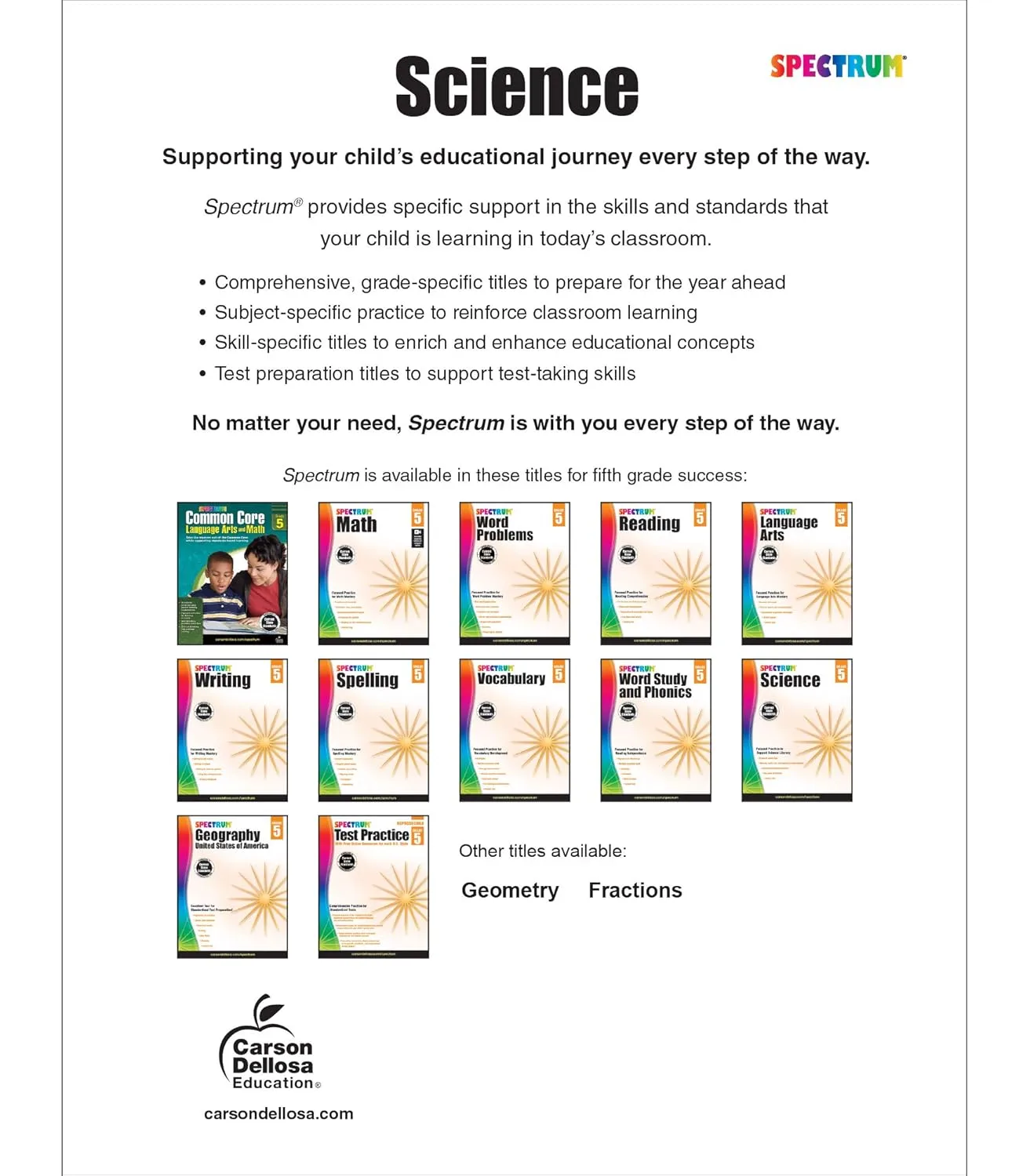 Spectrum 5th Grade Science Workbooks, Ages 10 to 11, 5th Grade Science, Research Safety Tips and Physical, Earth, Space