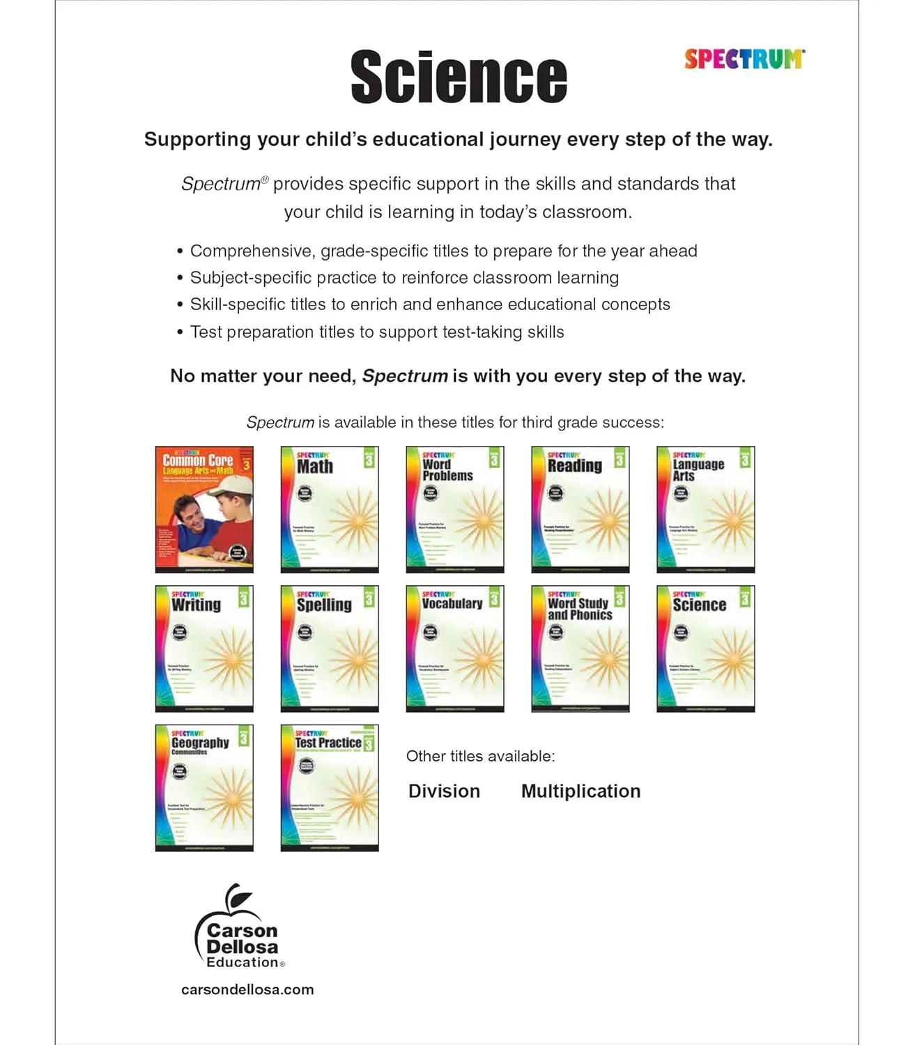 Spectrum 3rd Grade Science Workbooks, Ages 8 to 9, Grade 3 Science, Physical, Space, Earth, and Life Science