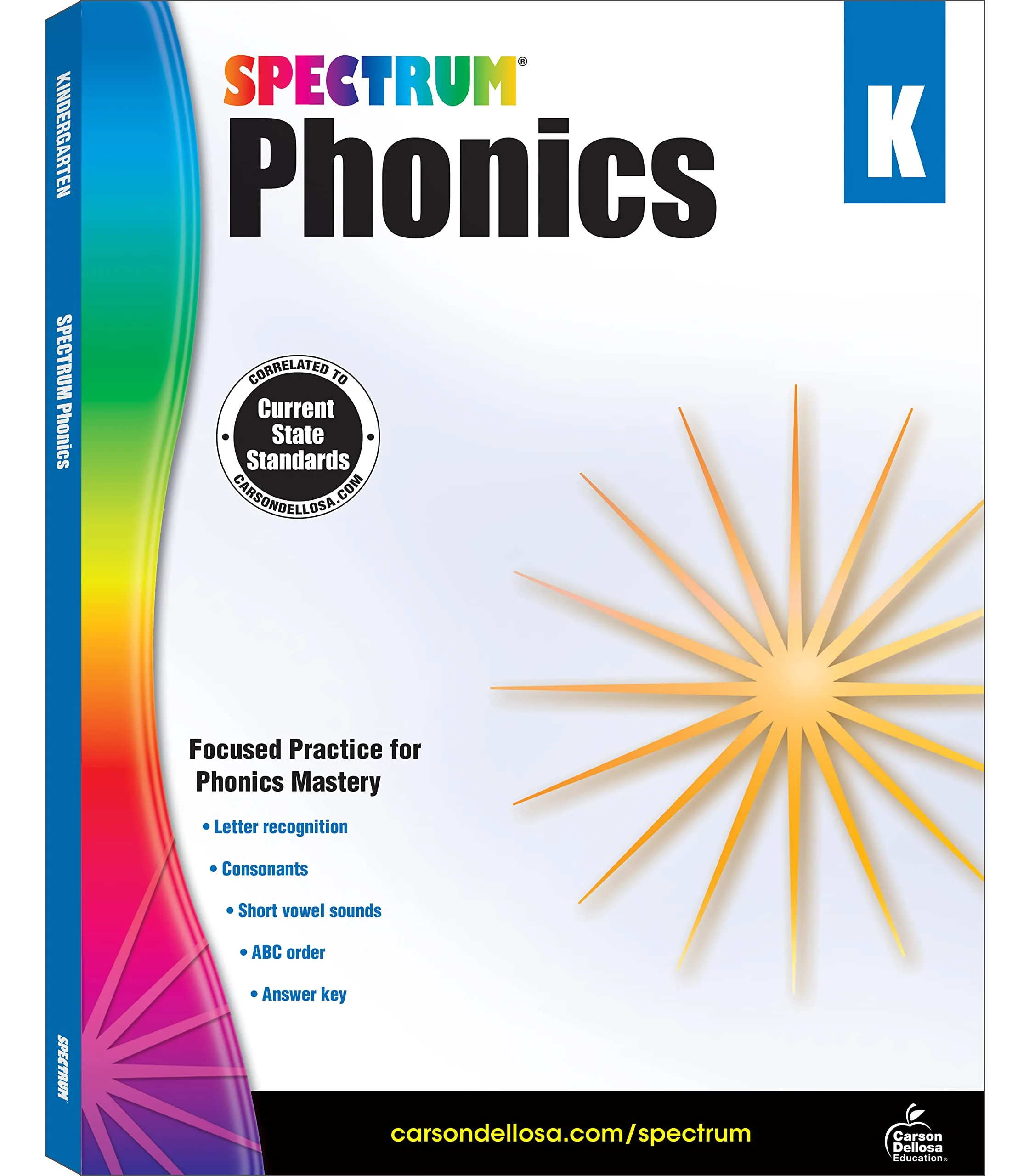 Spectrum Kindergarten Phonics Workbook, Ages 5 to 6, Kindergarten Phonics Workbooks, Letter Recognition, Alphabet Order