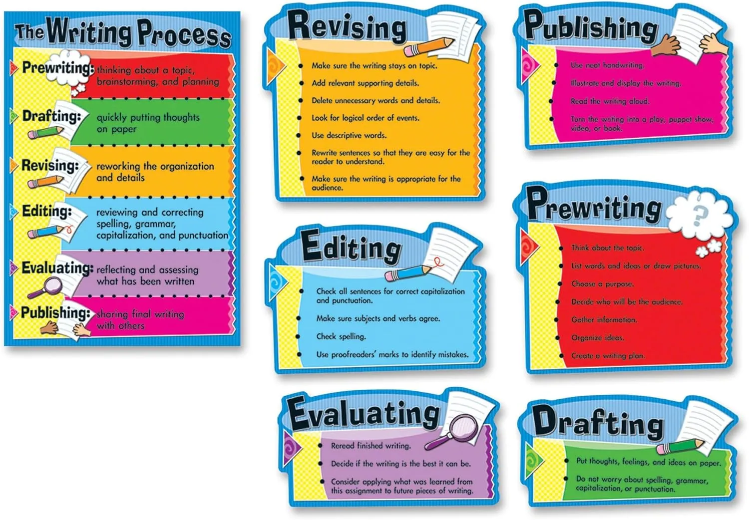 Carson Dellosa 6 pc Bundle of Writing Process Bulletin Board Decorations