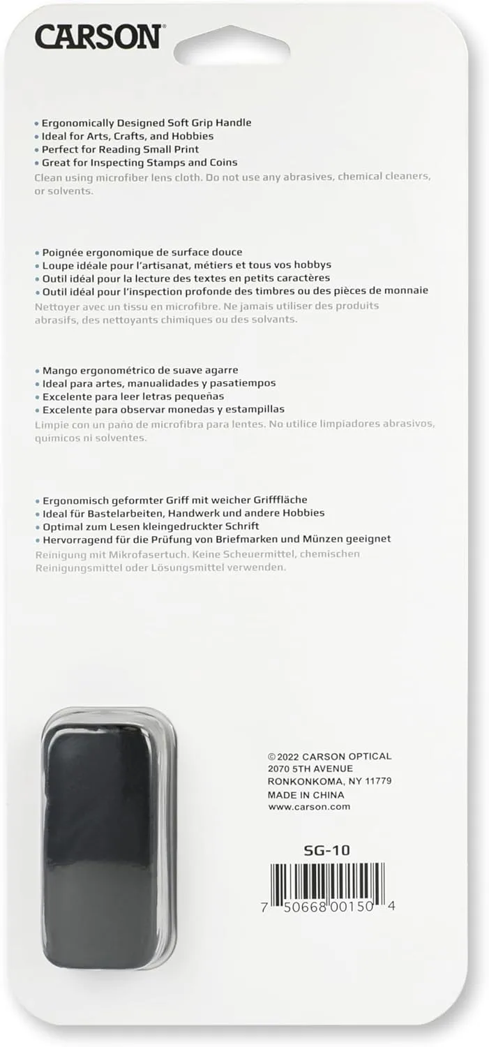 Carson® SureGrip 2x Soft-Grip Glass Magnifier with 10x Spot Lens (SG-10) 3.25" Round (SG-10)