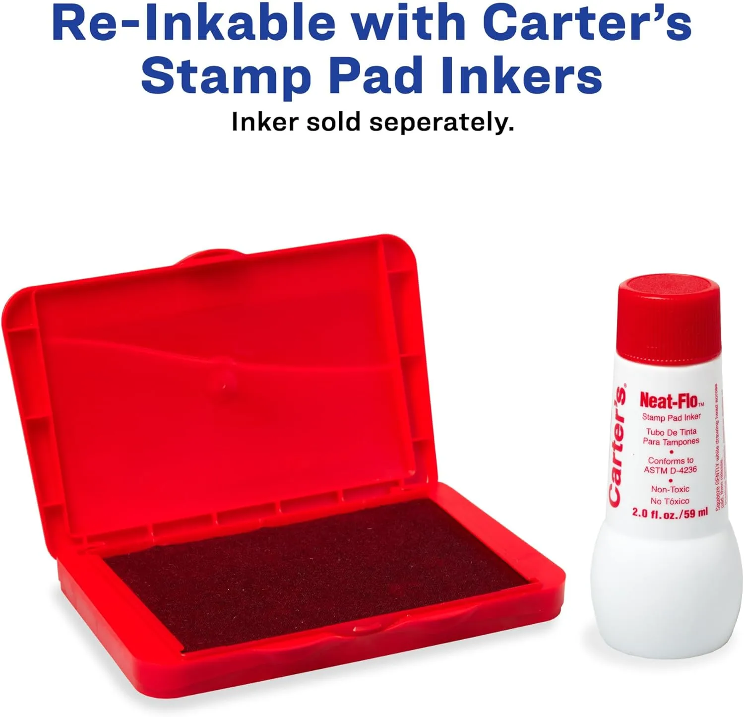 Carter's Felt Red Stamp Pad, 2.75 x 4.27 Inch Ink Pad (21071)