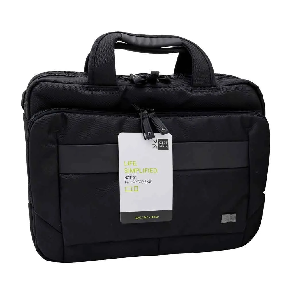 Case Logic NOTIA114 Black Laptop Bag Notion 14 Inch Slim Briefcase