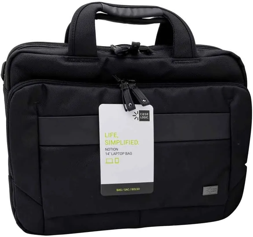 Case Logic NOTIA114 Black Laptop Bag Notion 14 Inch Slim Briefcase
