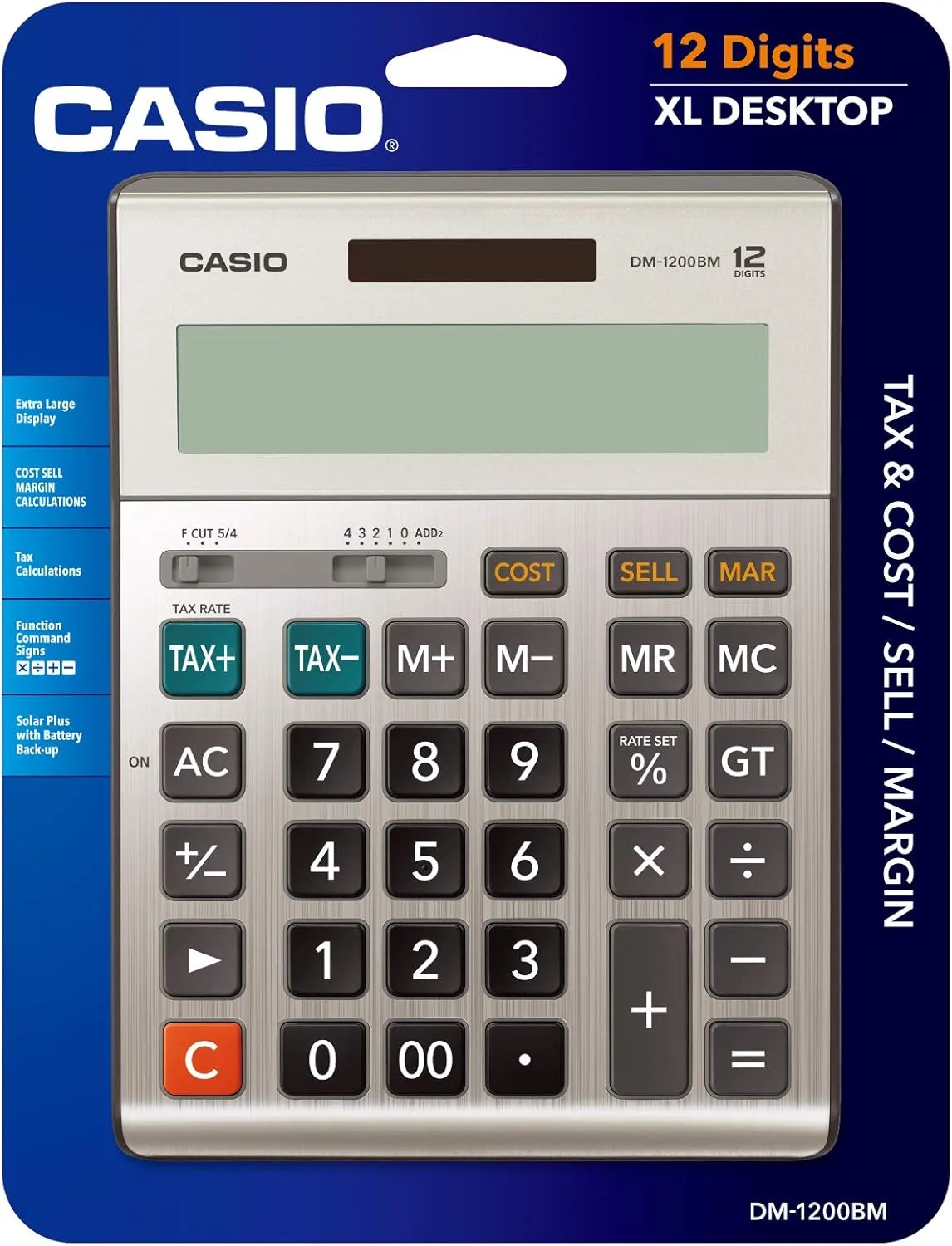 Casio DM-1200BM Business Desktop Calculator, 12-Digit, Silver