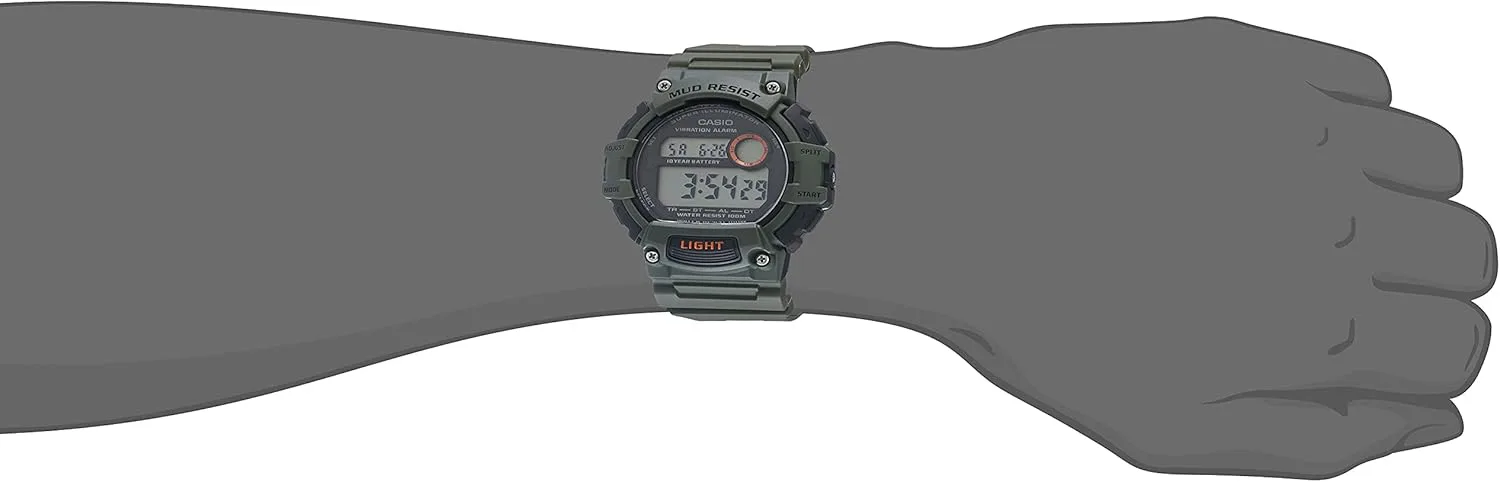 CASIO Mud-Resistant Digital Sport Watch with Resin Strap