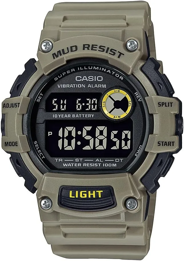 CASIO Mud-Resistant Digital Sport Watch with Resin Strap