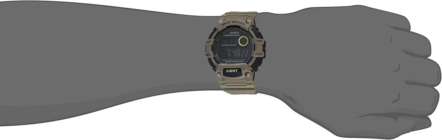 CASIO Mud-Resistant Digital Sport Watch with Resin Strap