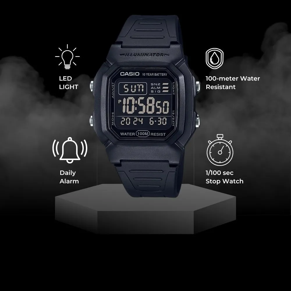 Casio W800HG Series | Men’s Digital Watch | 100 Meter Water Resistance | Multi Function Alarm | 100 SEC Stopwatch | Auto