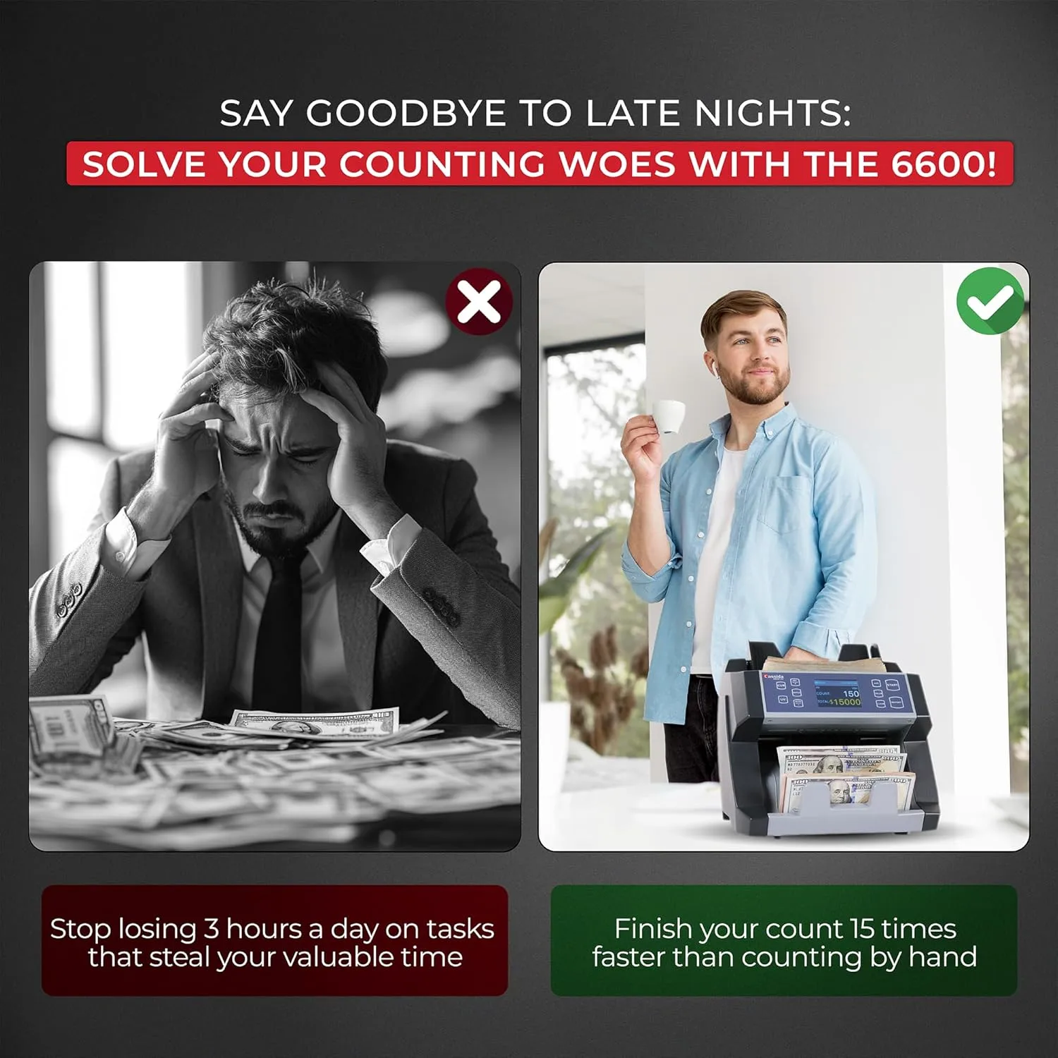 Cassida 6600 UV/MG – USA Business Grade Money Counter with UV/MG/IR Counterfeit Detection