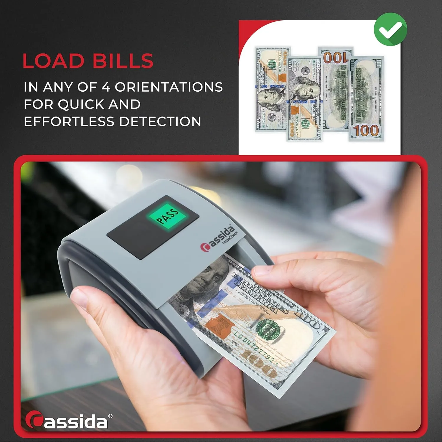 Cassida InstaCheck Small Footprint, Easy to Read Automatic Counterfeit Detector with Infrared