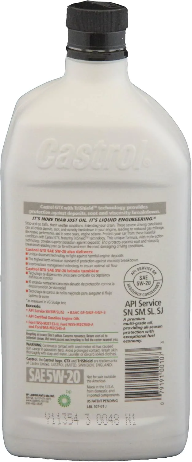 Castrol GTX 5W-20 Motor Oil - 1 Quart Bottle