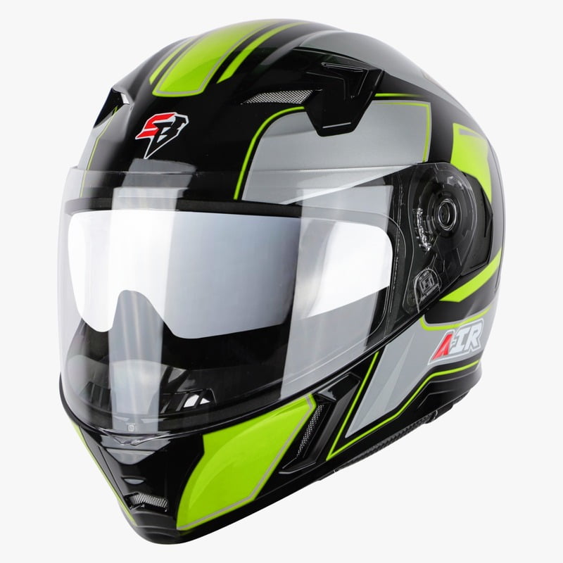 STEELBIRD SBA-21 ISS AIR CARBON GLOSSY BLACK/NEON C/V (M)