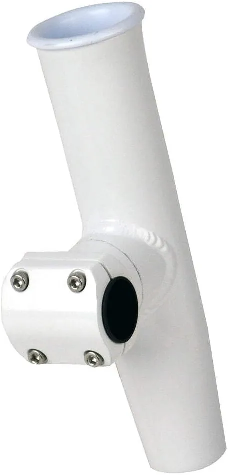 C.E. Smith Adjustable Mid Mount Rod Holder - 7/8" or 1" OD - White Powder Coat Aluminum w/Sleeve & Hex Key