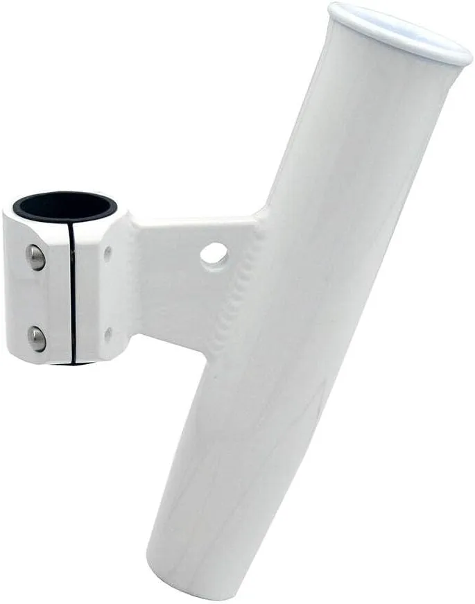 C.E. Smith Aluminum Vertical Clamp-On Rod Holder 1-2/3" OD White Powdercoat w/Sleeve