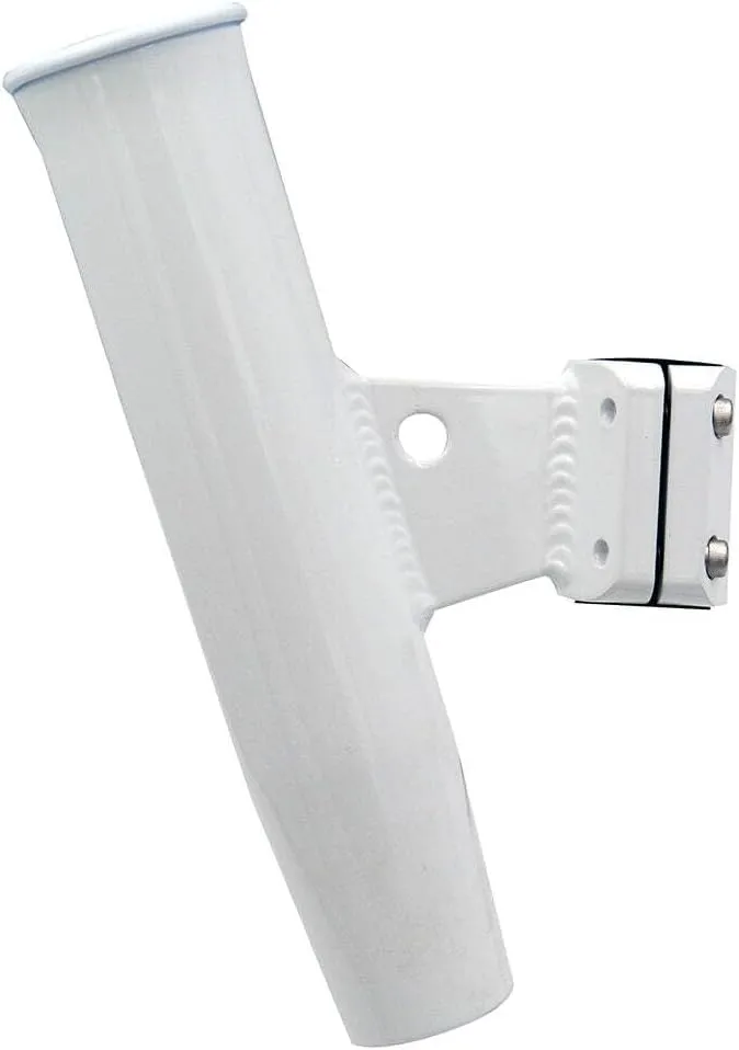 C.E. Smith Aluminum Vertical Clamp-On Rod Holder 1-5/16" OD White Powdercoat w/Sleeve