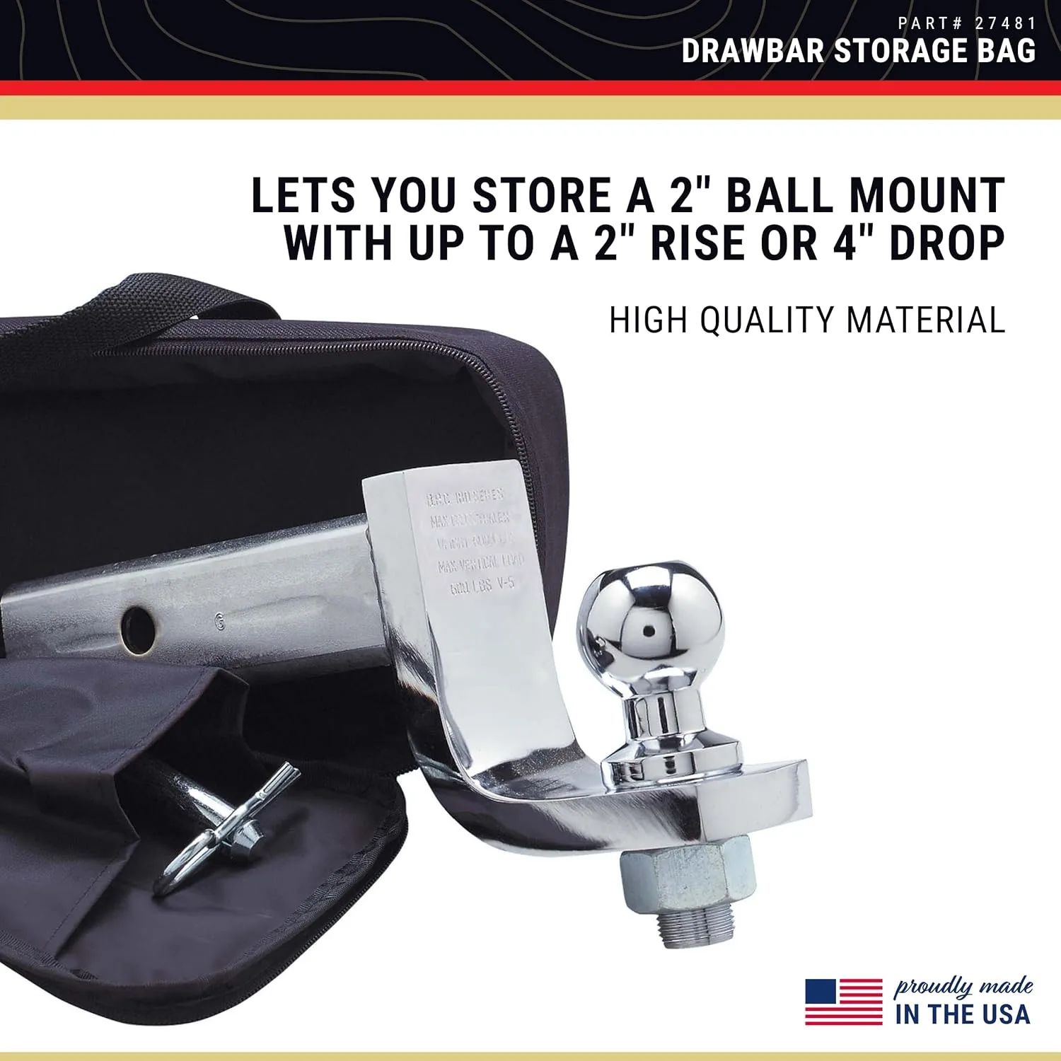 C.E Smith - 27481 Drawbar Storage Bag - Durable Nylon Bag for Boat Accessories - 15" x 4" x 6"