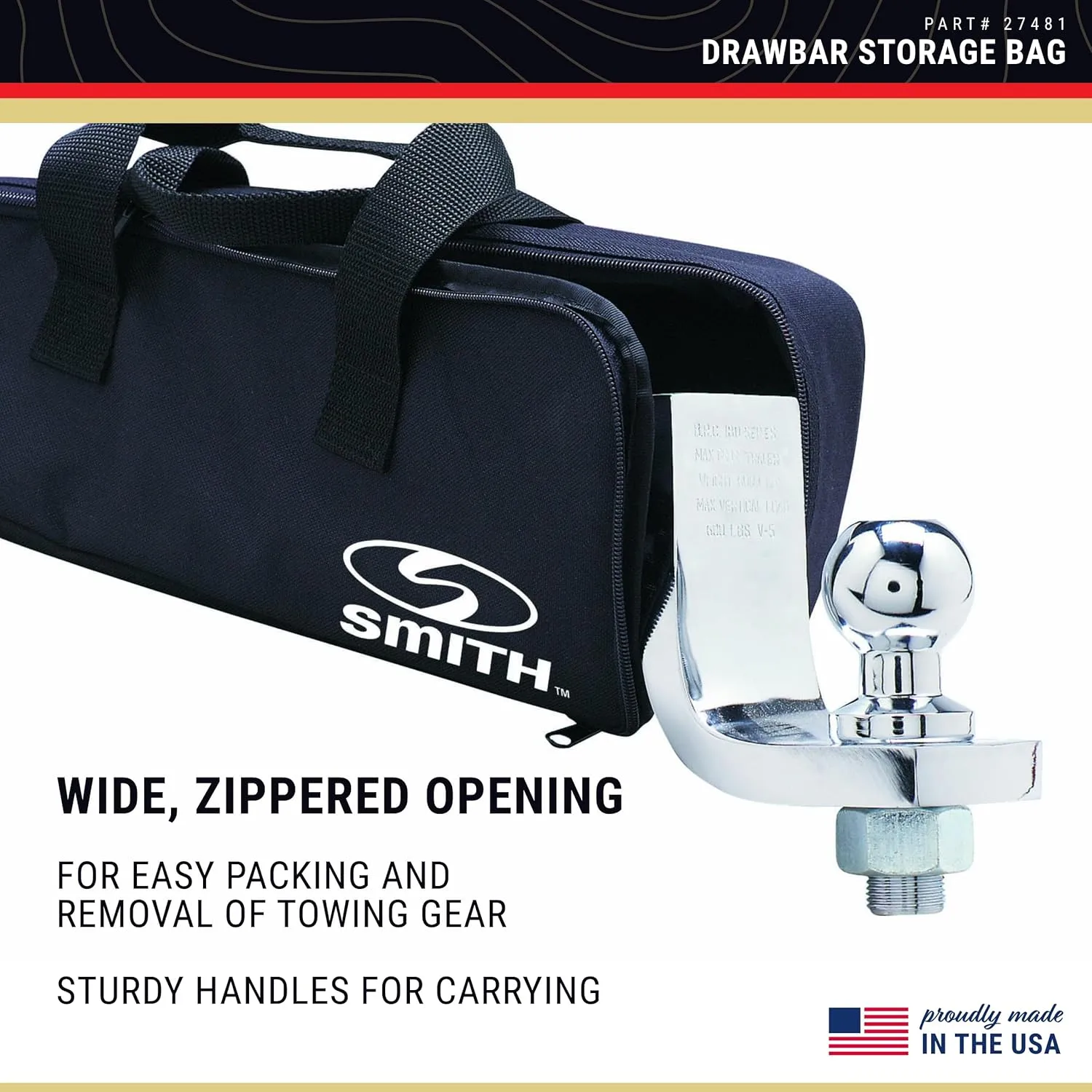 C.E Smith - 27481 Drawbar Storage Bag - Durable Nylon Bag for Boat Accessories - 15" x 4" x 6"