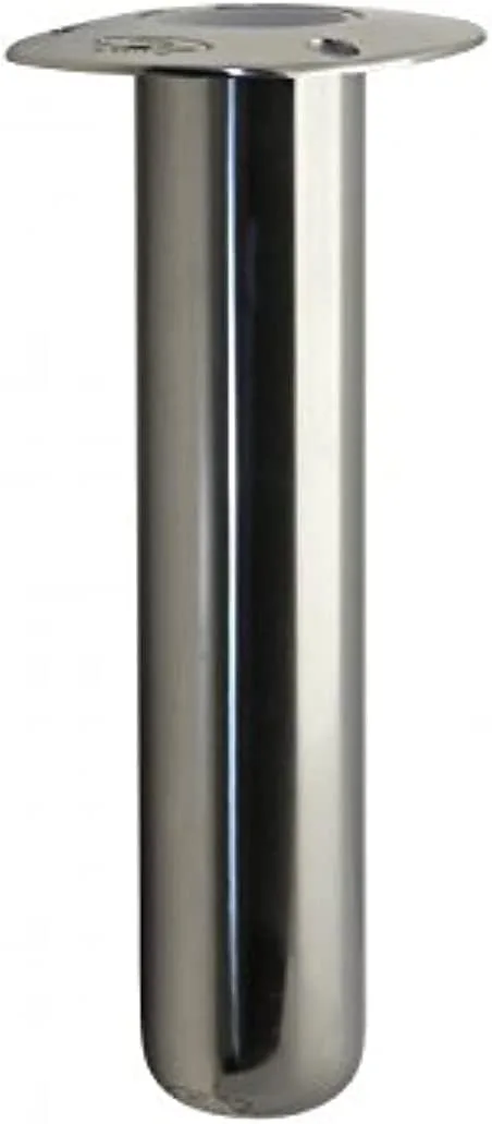 C.E. Smith Flush Mount Rod Holder - 0 Degree & 9" Depth - Stainless Steel - Cast Bottom - White Vinyl Liner