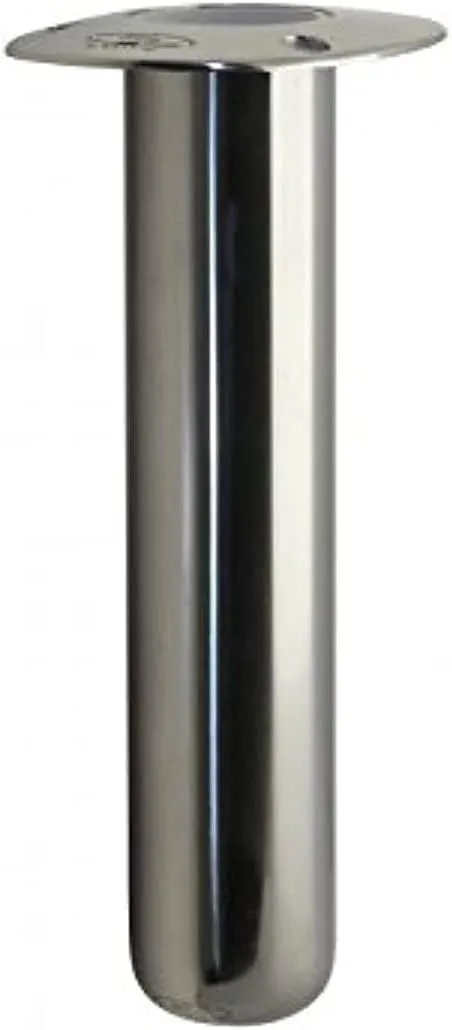 C.E. Smith Flush Mount Rod Holder - 0 Degree & 9" Depth - Stainless Steel - Cast Bottom - White Vinyl Liner