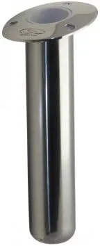 C.E. Smith Flush Mount Rod Holder - 15 Degree & 9" Depth - Stainless Steel - Cast Gimbal - White Vinyl Liner