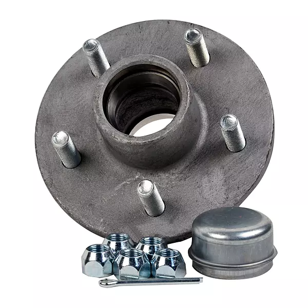 CE Smith - Galvanized Trailer Hub Kit - Tapered Spindle, 5" x 4.5" Stud - Includes Lug Nuts and Cotter Pin - Silver