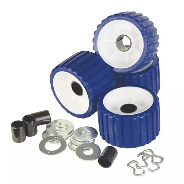 C.E. Smith Ribbed Roller Replacement Kit - 4-Pack - Blue