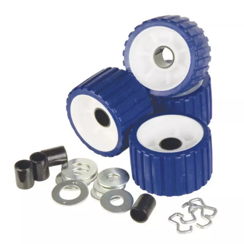 C.E. Smith Ribbed Roller Replacement Kit - 4-Pack - Blue