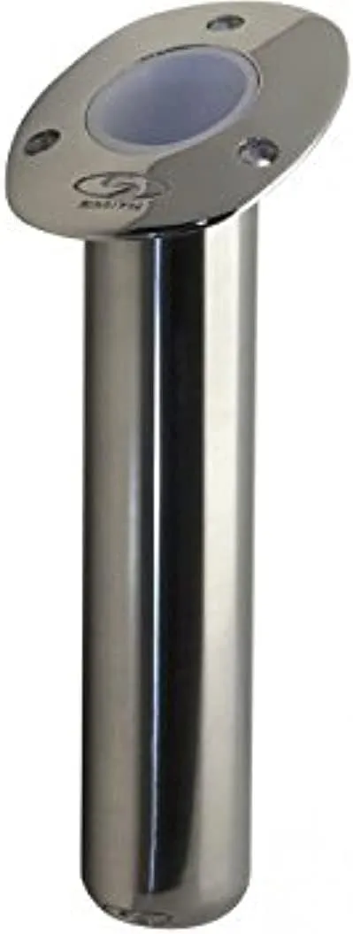 C.E. Smith Flush Mount Rod Holder - 30 Degree & 9" Depth - Stainless Steel - Cast Bottom - White Vinyl Liner
