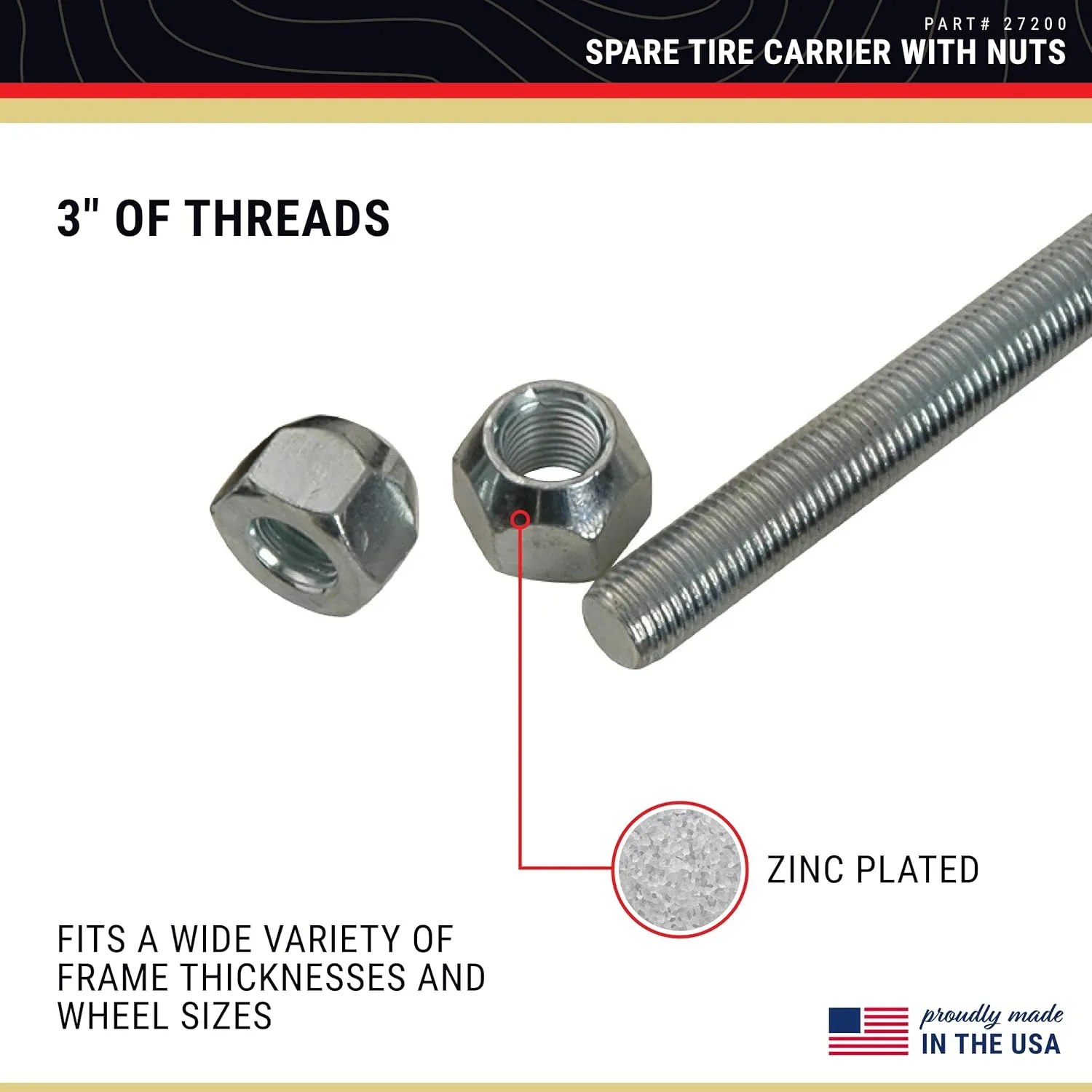 CE Smith U-Bolt Spare Tire Carrier - Zinc-Plated with Lug Nuts