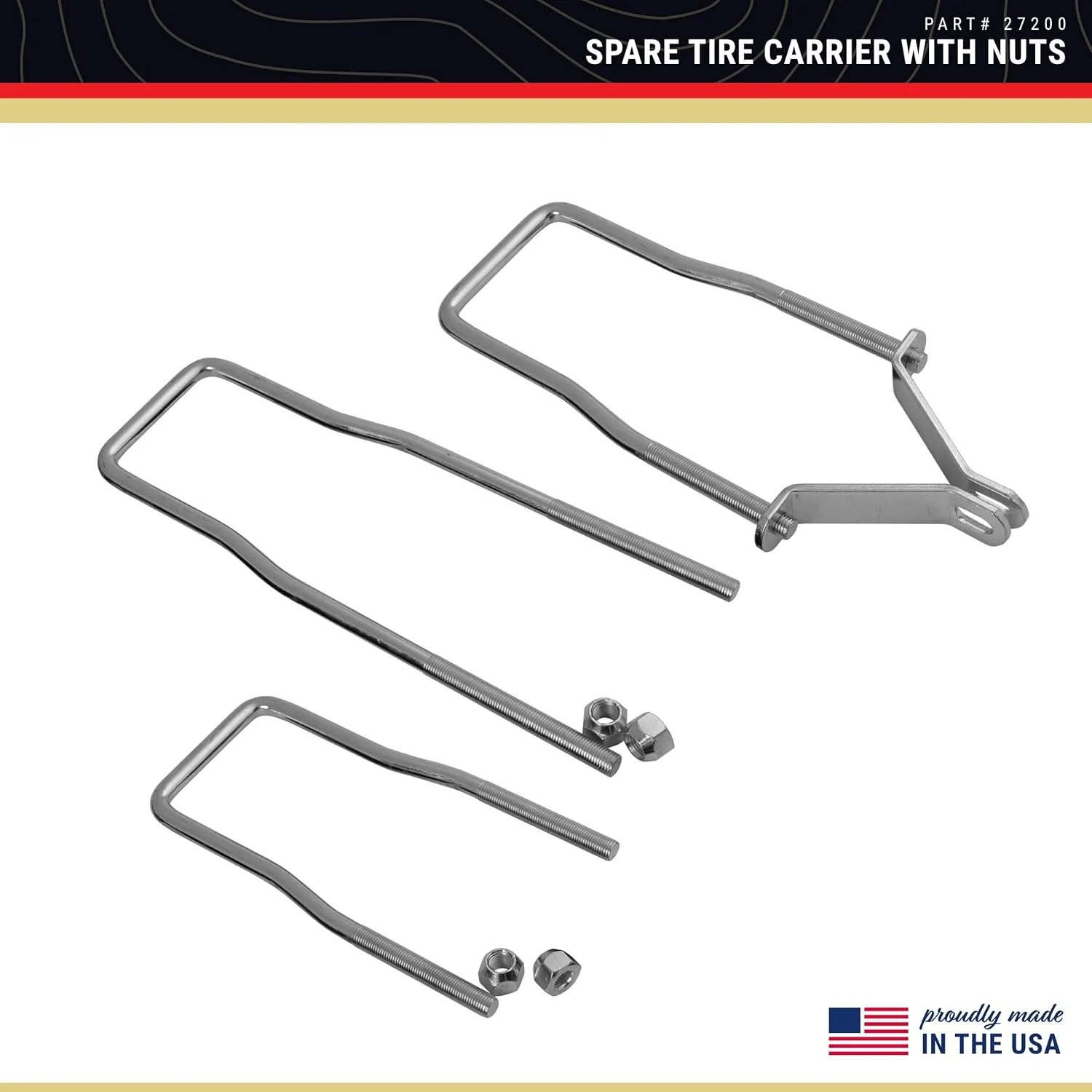 CE Smith U-Bolt Spare Tire Carrier - Zinc-Plated with Lug Nuts