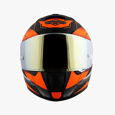 STEELBIRD SA-2 METALLIC MAT BLACK/FLUO ORANGE C/V (M) + EXTRA GOLD VISOR