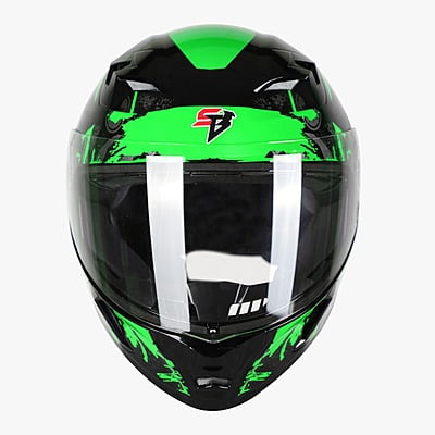 STEELBIRD SBA-21 ISS COMBAT MATT BLACK/GREEN C/V (M) (LONG CHEEKPAD)