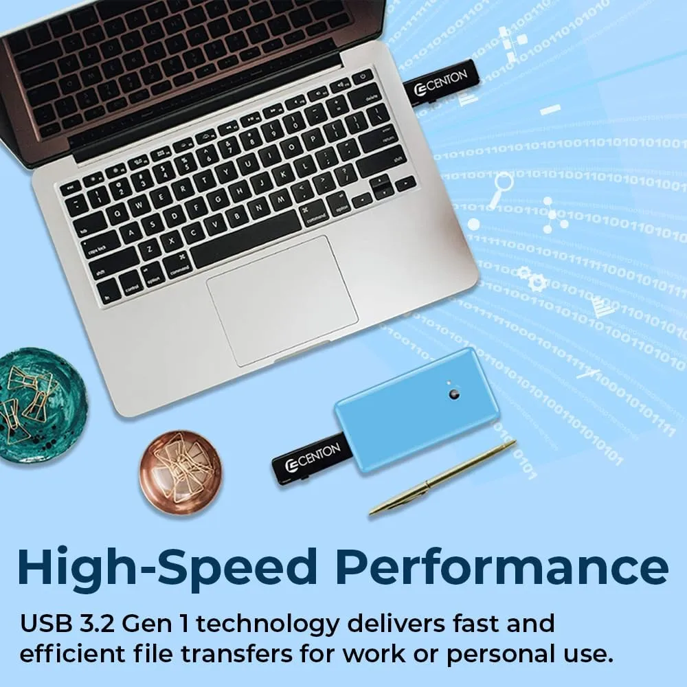 Centon Electronics S1-U3D2-16G Centon Datastick OTG USB 3.0 [USB A + USB C] 16GB, Black 1 Pack