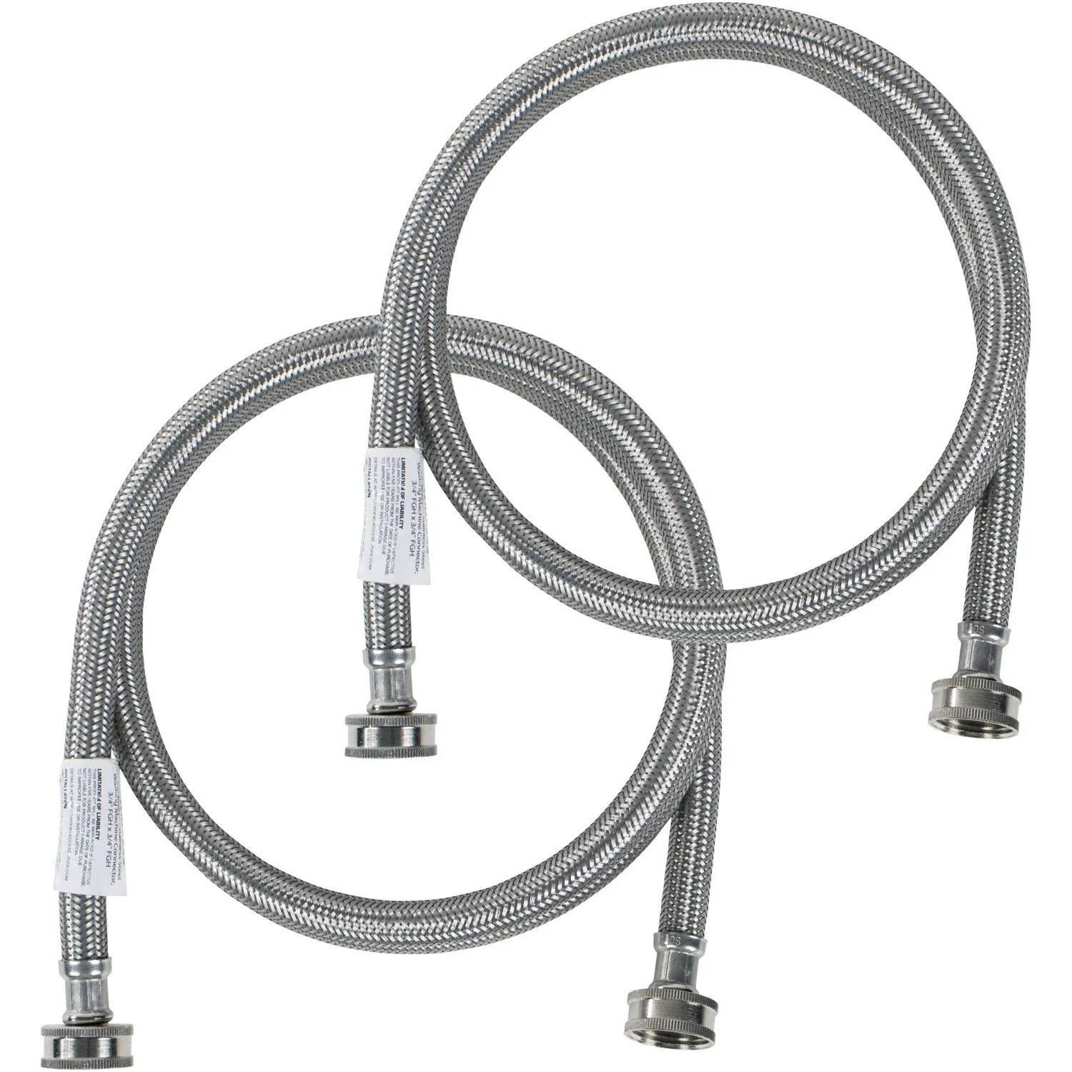 Certified Appliance Accessories Washing Machine Hoses (2 Pack), Hot and Cold Water Supply Lines, 6 Feet