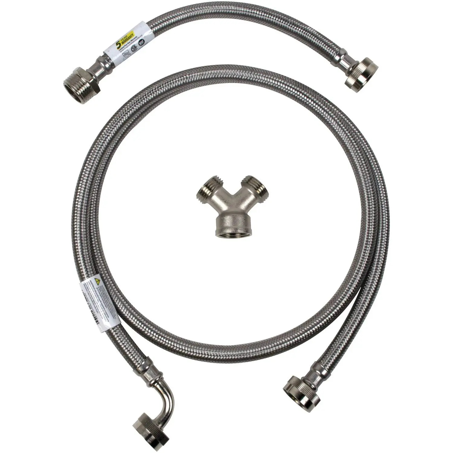 Certified Appliance Accessories Braided Stainless Steel Steam Dryer Installation Kit with 90° Elbow